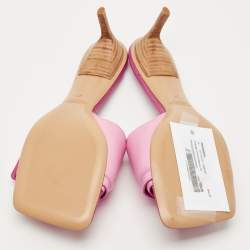 Pre Owned Jacquemus Pink Leather Les Piscine Mules Size 37