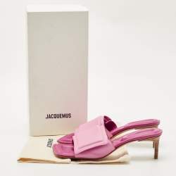 Pre Owned Jacquemus Pink Leather Les Piscine Mules Size 37