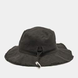 Jacquemus Black Cotton Drawstring Bucket Hat Size 56