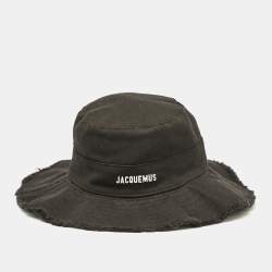 Jacquemus Black Cotton Drawstring Bucket Hat Size 56