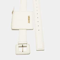 Pre Owned Jacquemus White Leather La Ceinture Carree Pouch Belt M