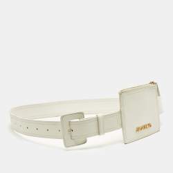 Pre Owned Jacquemus White Leather La Ceinture Carree Pouch Belt M