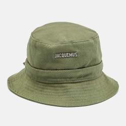 مملوكة مسبقًا Jacquemus Green Le Bob Gadjo Canvas Bucket Hat Size 58