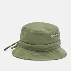 Pre Owned Jacquemus Green Le Bob Gadjo Canvas Bucket Hat Size 58