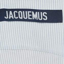 Jacquemus White/Blue Pinstripe Cotton Asymmetric Mini Dress S