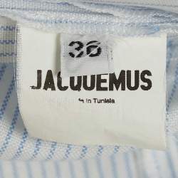 Jacquemus White/Blue Pinstripe Cotton Asymmetric Mini Dress S