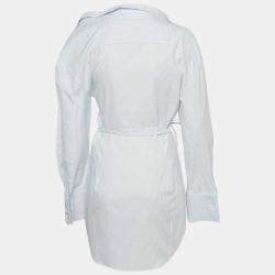 Jacquemus White/Blue Pinstripe Cotton Asymmetric Mini Dress S