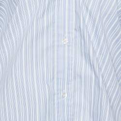 Jacquemus Blue Stripe Print Cotton Buttoned Front Top L