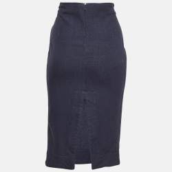 Jacquemus Navy Blue Linen Blend L'annee 97 Pencil Skirt M