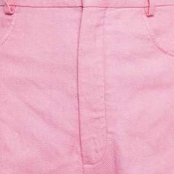Jacquemus Pink Linen Blend Wide Leg Trousers M