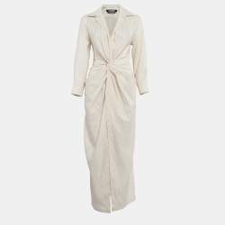 Jacquemus Off-White Pinstripe Linen Blend La Bomba Dress S