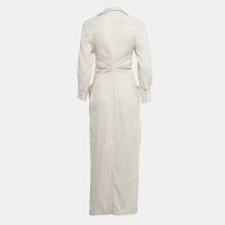 Jacquemus Off-White Pinstripe Linen Blend La Bomba Dress S