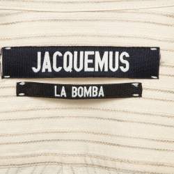 Jacquemus Off-White Pinstripe Linen Blend La Bomba Dress S