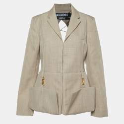 Jacquemus Beige Wool La Montagne Backless Blazer XL