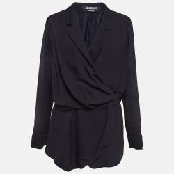 Jacquemus Navy Blue Canvas La Riviera Wrap Mini Dress S