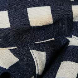 Jacquemus Navy Blue Checkered Silk Blend Le Haut Bebi Crop Top XS