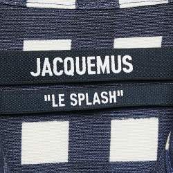Jacquemus Navy Blue Checkered Silk Blend Le Haut Bebi Crop Top XS