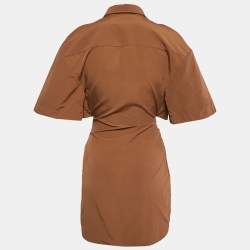 Jacquemus Brown Nylon Cut-Out Arles Mini Dress XS