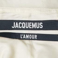 Pre Owned Jacquemus Ivory White Checked Linen L'amour Maxi Skirt M