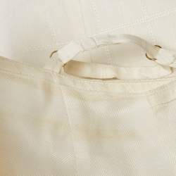 Pre Owned Jacquemus Ivory White Checked Linen L'amour Maxi Skirt M