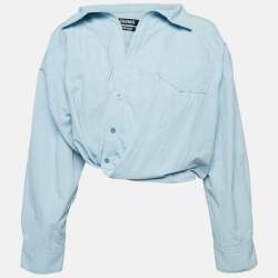Jacquemus Blue Nylon Bubble La Montagne Crop Shirt M