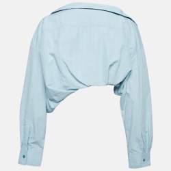 Jacquemus Blue Nylon Bubble La Montagne Crop Shirt M