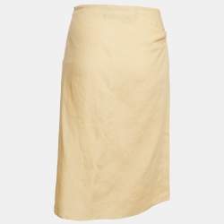 Jacquemus Yellow Linen Drape Style La Jupe Pencil Skirt 