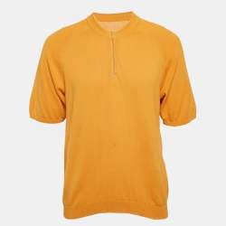 Jacquemus Yellow Cotton Knit Short Sleeve Jumper L
