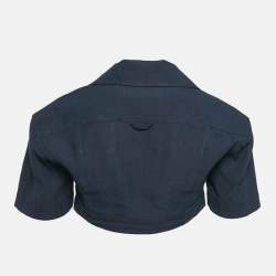 Jacquemus Navy Blue Hemp Blend Le Haut Bebi Crop Top S