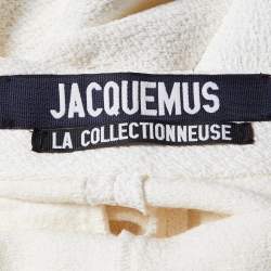 Jacquemus La Collectionneuse White Textured Crepe Tablier Halter Neck Dress L