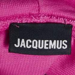 Jacquemus Pink Cotton Logo Print Crew Neck Cropped Sweatshirt Hoodie M