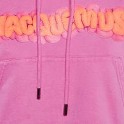Jacquemus Pink Cotton Logo Print Crew Neck Cropped Sweatshirt Hoodie M