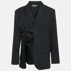 Jacquemus Black Wool Knot Detail Baccala Le Papier Blazer L