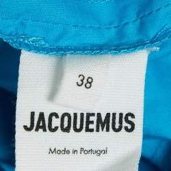 Jacquemus Blue Cotton La Chemise Asymmetric Crop Top M