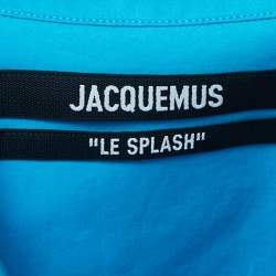 Jacquemus Blue Cotton La Chemise Asymmetric Crop Top M
