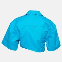 Jacquemus Blue Cotton La Chemise Asymmetric Crop Top M