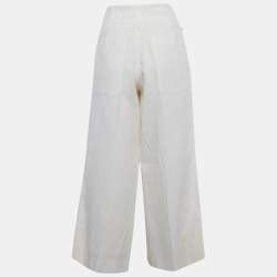 Jacquemus Off-White Linen Wide-Leg Cropped Pants L