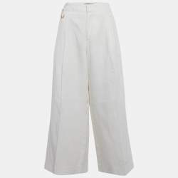 Jacquemus Off-White Linen Wide-Leg Cropped Pants L