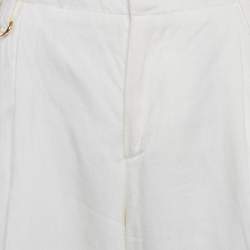 Jacquemus Off-White Linen Wide-Leg Cropped Pants L