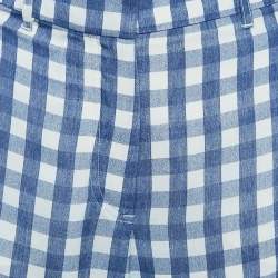 Jacquemus Blue/White Checked Crepe Straight Leg Trousers XS