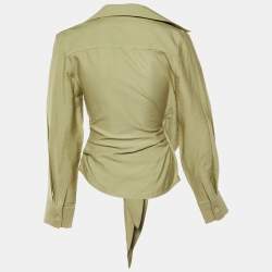 Jacquemus Green Crepe Le Bahia Tie Front Blouse XXS 