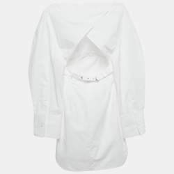 Jacquemus White Poplin Cut-Out Detail Mini La Casa Casaco Dress XS