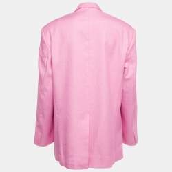 Jacquemus Pink Gabardine Linen Blend Single Breasted Le Splash Blazer L
