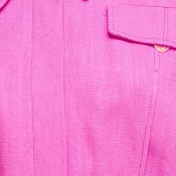 Jacquemus Pink Linen Blend Cropped Lannee 97 Jacket L