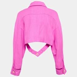Jacquemus Pink Linen Blend Cropped Lannee 97 Jacket L