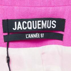 Jacquemus Pink Linen Blend Cropped Lannee 97 Jacket L