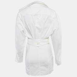 Pre Owned Jacquemus White Cotton Le Sculptures Mini Shirt Dress XS