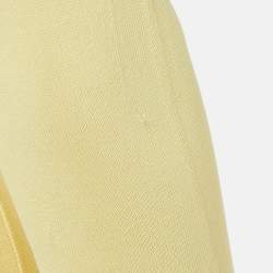 Jacquemus Yellow Stretch Knit Pleated Valensole Off-Shoulder Maxi Dress S