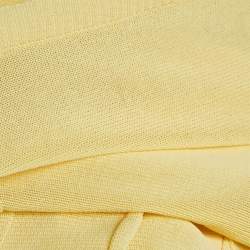 Jacquemus Yellow Stretch Knit Pleated Valensole Off-Shoulder Maxi Dress S