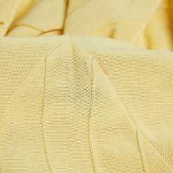Jacquemus Yellow Stretch Knit Pleated Valensole Off-Shoulder Maxi Dress S